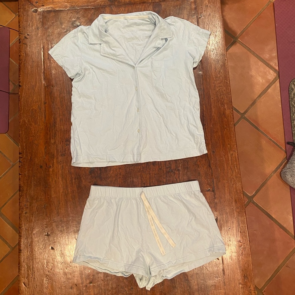 Light blue Calvin Klein 96% cotton pjs. Super soft and stretchy…just too small.